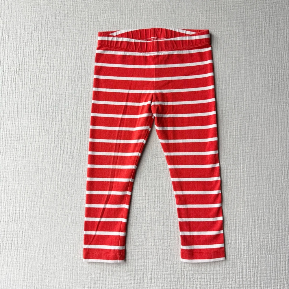 Primary Striped Red and White Leggings 3T